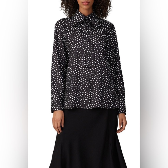 Jason Wu Polka Dot Tie Neck Blouse Size 0 black and white. - Picture 2 of 7